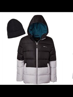 Ixtreme Boys' Colorblocked Ripstop Puffer Jacket with Beanie sizeXL boys